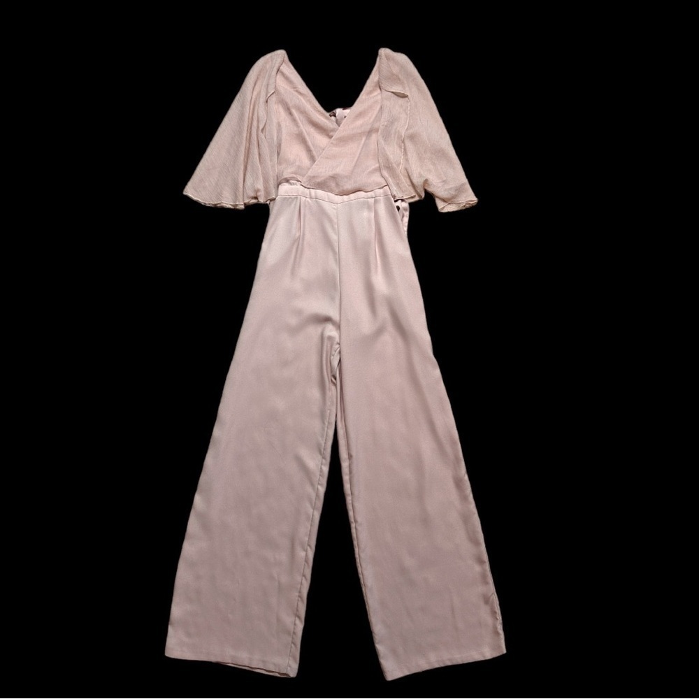 Zara Basic Blush Short Flutter Sleeve Jumpsuit US S